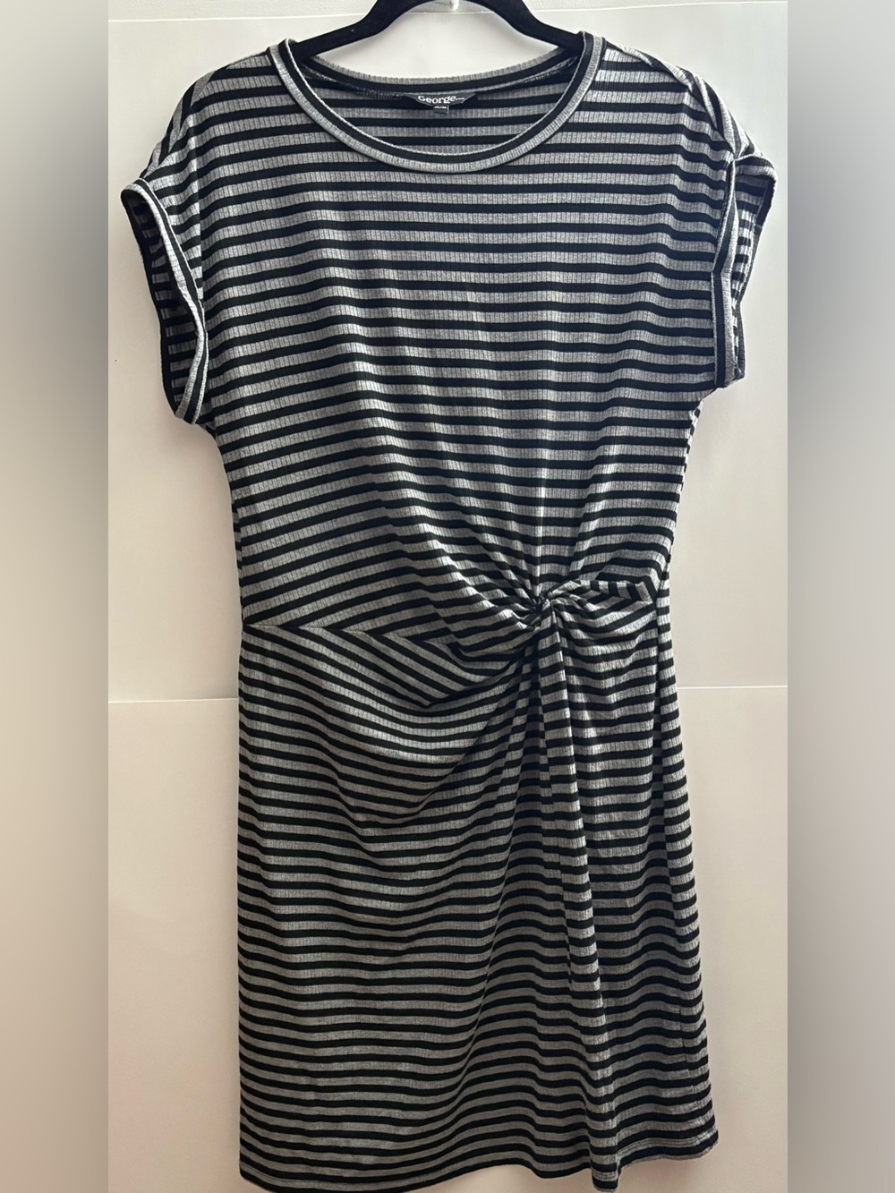 4 for $25 🖤 George Black & Grey Striped Side-Knot Dress – Size M